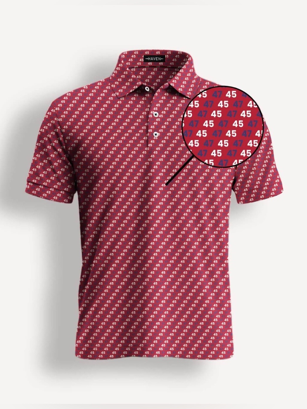 NWT! Haven "The Don" Golf Performance Polo Men's Large Red 45 47 Trump Print NEW